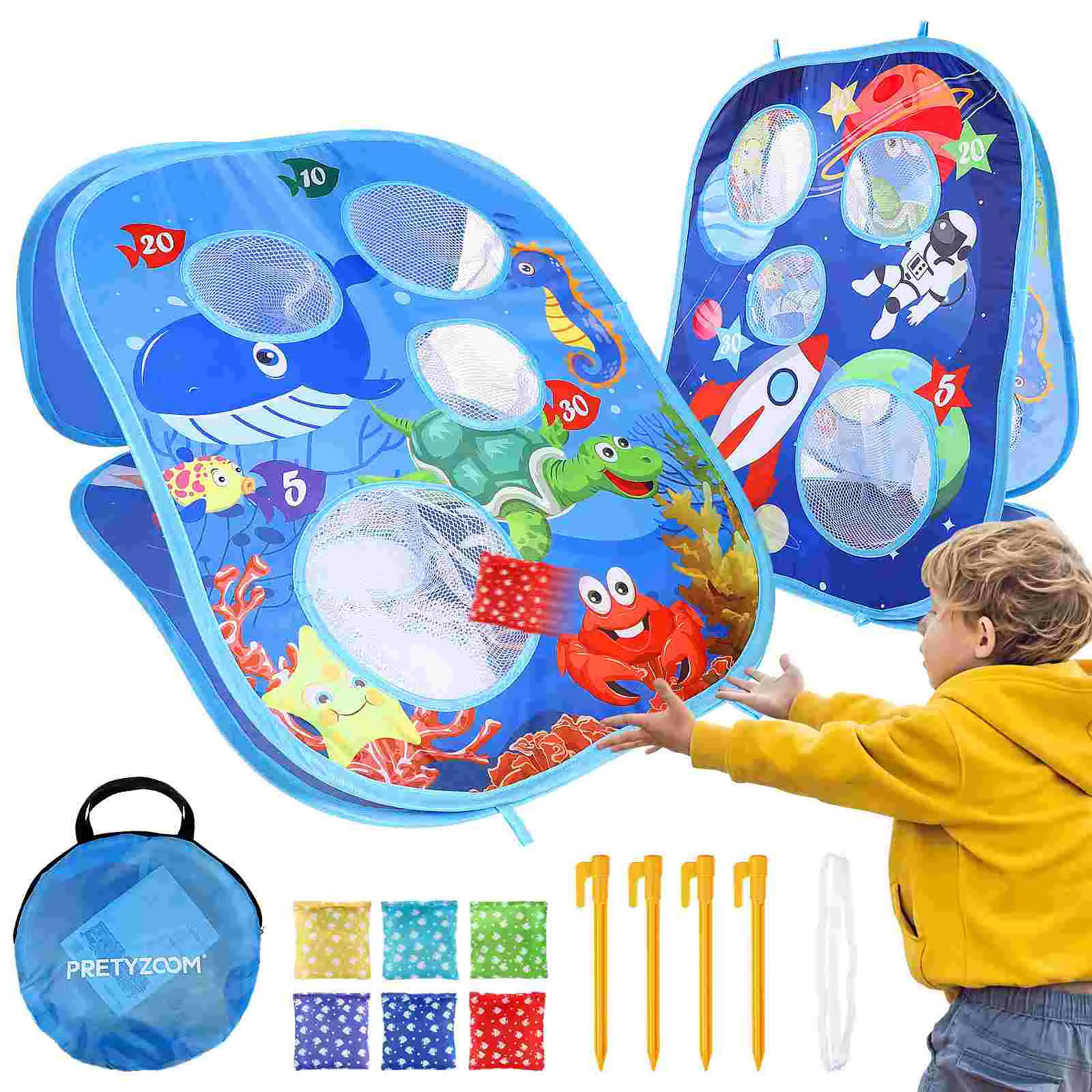 Game Board Bean Bags Toss Toy Collapsible Beach Toys Kids Yard Throwing Foldable - £23.55 GBP