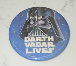 Vintage Star Wars DARTH VADAR LIVES Pin Button Badge 3&quot; Original 1977 - $8.99