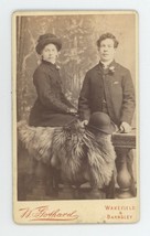 Antique CDV Circa 1870s Stunning Portrait of Fancy Couple on Fur Wakefield, UK - £9.71 GBP