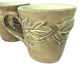 Fioriware Jardinware Pottery Mug Cup Tan Oak Leaf Embossed 3.75&quot;H Zanesv... - £10.19 GBP