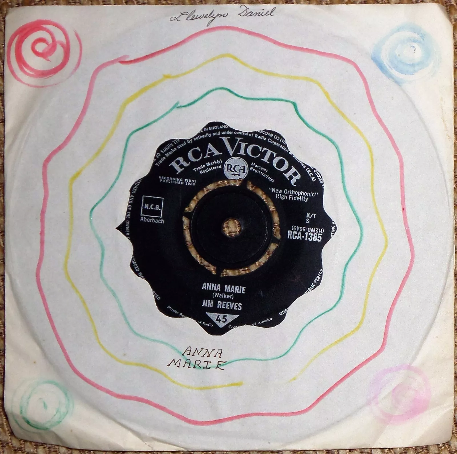 JIM REEVES: I LOVE YOU BECAUSE/ANNA MARIE 45 rpm UK vinyl record - $16.50