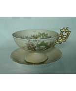 VINTAGE ROYAL CROWN OVERSIZE CUP SAUCER SET PARIAN FINISH - £27.63 GBP