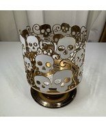 Bath &amp; Body Works WHITE TOSS SKULLS Candle Holder 3 Wick Large HALLOWEEN... - $14.03