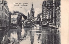 Milwaukee Wi Città Grand Pavé ~ Bascule Ponte ~ Steamer Nave Passando ~ - £7.94 GBP