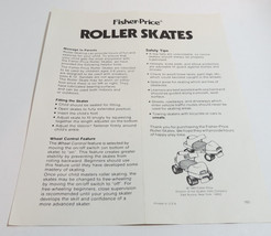 Fisher-Price Roller Skates 1983 Message To Parents Package Insert No Skates - £10.97 GBP
