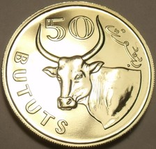 Gambia 50 Bututs, 1971 Rare Proo~1st Year Minted~African Ox~32,000 Minted~Fr/Shi - £10.67 GBP