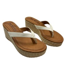 Zodiac Sandal Womens 9.5 White Thong Platform Wedge Espadrille Boho Hipp... - $32.37