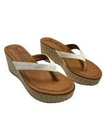 Zodiac Sandal Womens 9.5 White Thong Platform Wedge Espadrille Boho Hipp... - $44.36 CAD