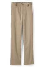 Lands End Uniform Boy's 20 Slim, 28" Inseam Cotton Plain Front Chino Pant, Khaki - $17.99