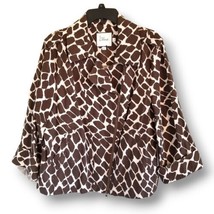 Chaus Women&#39;s Size 16 Brown Animal Print Collared 100% Cotton Blazer Jacket - £32.24 GBP