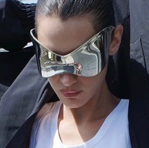 Oversized Punk Goggle Sunglasses Women Men Luxury Brand Designer Y2K Silver - £12.96 GBP