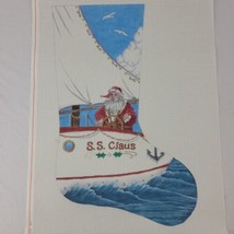 Handpainted Needlepoint Canvas Santa XMAS Stocking Nautical LIZ Susan Ro... - $595.00