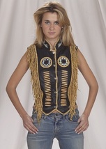 Exclusive Old American Style Handmade Bone, Fringed Vest Cowgirl Western... - £54.87 GBP+