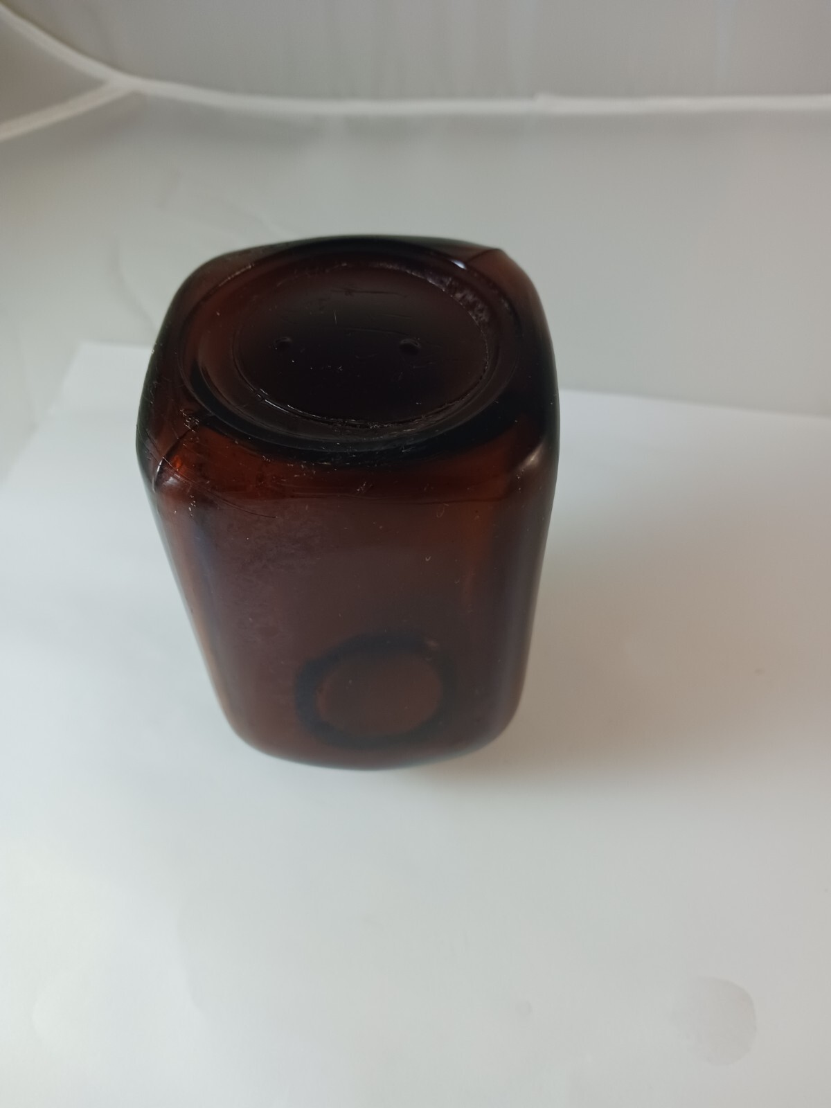SNUFF JAR BROWN/AMBER, 2 DOT GLASS SNUFF JAR, VINTAGE Item image 6