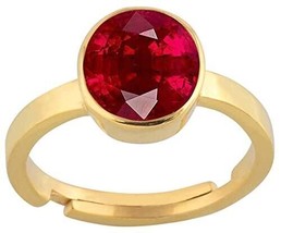 Natural Manik Lab - Certified Ruby Manik Silver Plated Adjustable Ring F... - £16.56 GBP