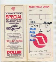 Northwest Orient Airlines Ticket Jacket &amp; Ticket 1977 - $17.82