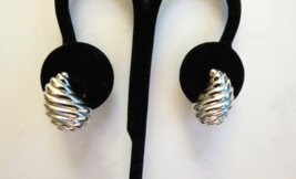 Monet Clip On Earrings Luxury Silver Tone Designer Sea Shell Motif Swirl Smooth - £12.50 GBP