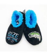 Snoozies Men&#39;s Slippers Size Matters Fishing Small 7/8 Black - £11.82 GBP
