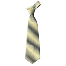 BOSS by HUGO BOSS Mens Necktie Italian Made Gray Yellow Textured Silk 58&quot;x3.75&quot; - £12.26 GBP