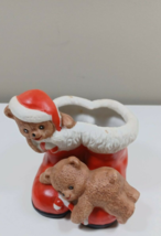 House of Lloyd Teddy Bears Santa Shoes Christmas Figurine Planter 4&quot; Vintage - $19.80