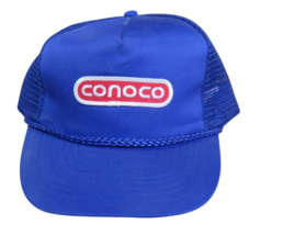 Vtg Conoco Oil Gas Blue Mesh Trucker Hat Snapback Vintage Roped NEW - $19.75