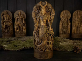 9&quot; Loki - Statue God Scandinavian Wooden Carved Figure Wood Handmade Mythology - £115.29 GBP