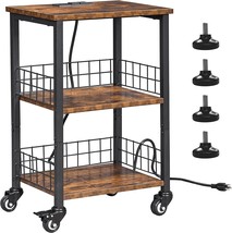 Bewishome Rolling End Table With Wheels, Small Side Table With Charging Station - $55.99