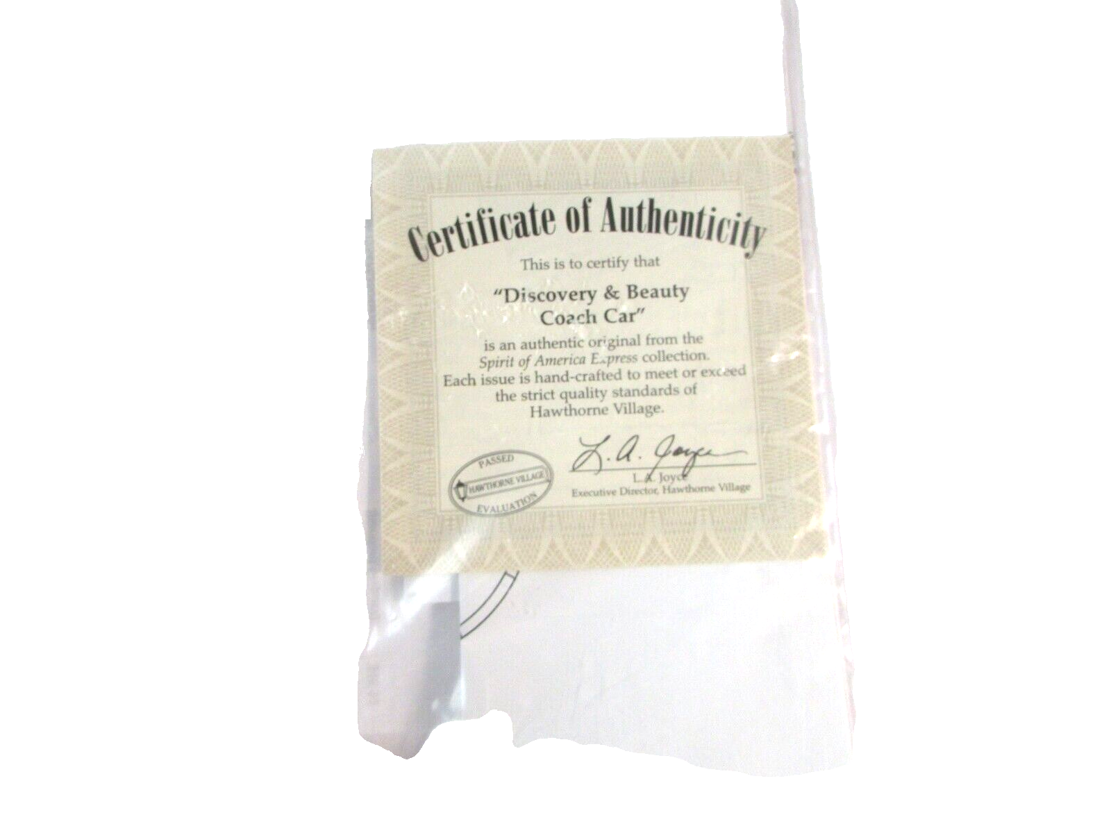 Hawthorne HO Train Discovery &amp; Beauty Coach Certificate of Authenticity ... - $3.38