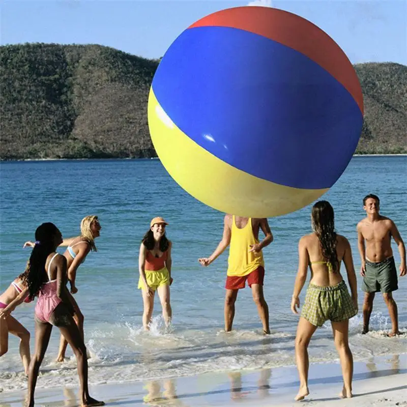 Inflatable beach ball large three color thickened pvc water volleyball football outdoor thumb200