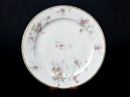 CH Field Haviland Limoges Dinner Plate 9.5&quot; Porcelain Plate w/ Pink Flowers - £7.63 GBP
