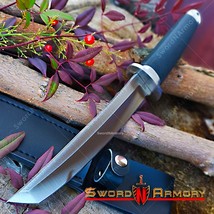 12 1/4&quot; Tactical Tanto Fixed Blade with Rubber Handle Leather Sheath Bel... - $23.74