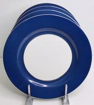4 Dinner Plates Grace s Teaware Elegant White, Blue Gold Stripes 10” New - $54.19