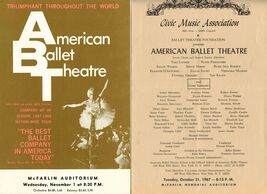 American Ballet Theatre Program &amp; Flyer Dallas Texas 1967 McFarlin Audit... - $21.78