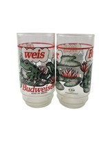 Budweiser Vintage Frog Drinking Glass 1995 Bud Weis Er Commercial 16oz Set of 2 - £10.70 GBP