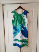 Julia Jordan Green/White/Blue Women&#39;s Size 10 Scuba Mesh Dress (NEW) - £31.80 GBP