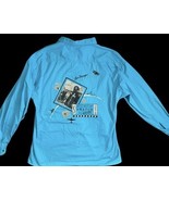 Vtg Swatch Shirt Mens Size L XL Aqua Blue Snap Up Long Sleeve Graphic RE... - $1,028.30 MXN