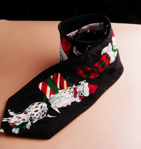 Long Mens Christmas Dog Tie - Dalmation Fireman - scottish Christmas Sto... - £31.60 GBP