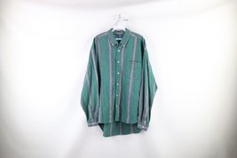 Vtg 90s Streetwear Mens Large Faded Baggy Fit Striped Linen Blend Button Shirt - £46.40 GBP