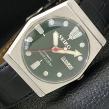 VINTAGE SEIKO AUTOMATIC 6309A JAPAN MENS GREEN COLOR DIAL WATCH a433676-1 - $41.99