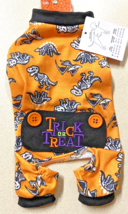 Halloween Orange Dog Lounging Pajamas Dinosaur Bones Soft Adorable Medium Costum - £9.71 GBP