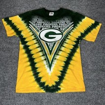 Green Bay Packers Shirt Men Large Green Yellow Tie Die Majestic NFL Football VTG - £17.48 GBP