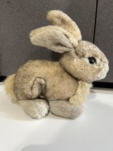 F.A.O. Schwarz Plush Rabbit Gray Grey/Tan mixed colored 10&quot; Bunny fluffy tale re - £7.78 GBP