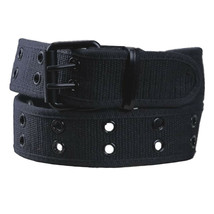 Two Row Black Metal Grommet Adjustable Fit Mens Canvas Belt Black SIZES 28-38 - £10.65 GBP