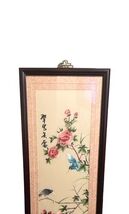 Vintage Asian Floral Bird Wall Art Panel Framed Print 44x17.5 Chinoiserie #C image 2