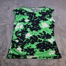 New York &amp; Co Stretch Blouse Adult XL Green Black Sleeveless Casual Wome... - $26.71