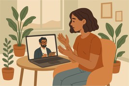 Virtual Therapy Session–Flat Vector Illustration of Online Mental Health... - $4.99