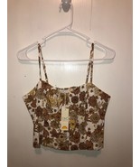 NWT C&amp;C California Womens SZ 8 Linen Blend Floral Cropped Spaghetti Stra... - €10,30 EUR