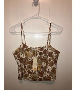 NWT C&C California Womens SZ 8 Linen Blend Floral Cropped Spaghetti Strap Top - $11.87