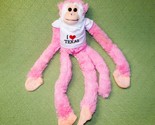 HARVEY HUTTER PLUSH MONKEY HANGING PINK 27&quot; STICKY HANDS I LOVE TEXAS WI... - $9.00