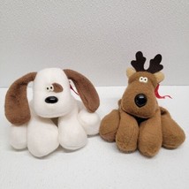 Hallmark 1985 Archie Dog &amp; Rodney Reindeer Plush 10&quot; Christmas Red Bows - $27.62